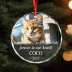 custom photo and name cat heart glass ornament keepsake loss of cat gift