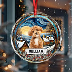 Custom Photo and Name Christmas Dog Cat Circle Glass Ornament 687159 - DiyGiftly