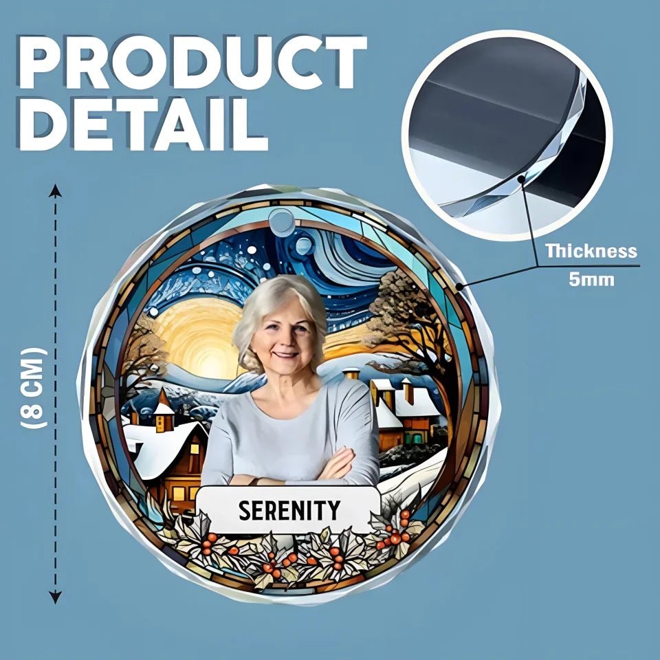 Custom Photo and Name Grandparent Circle Glass Ornament 687066 - DiyGiftly