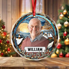 Custom Photo and Name Grandparent Circle Glass Ornament 687066 - DiyGiftly
