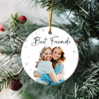 Custom Photo and Text Christmas Ceramic Ornament for Bestie, Friends 687182 - DiyGiftly