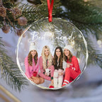 Custom Photo and Text Christmas Glass Ornament for Bestie, Friends 687336 - DiyGiftly