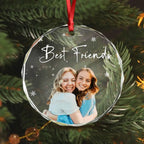 Custom Photo and Text Christmas Glass Ornament for Bestie, Friends 687336 - DiyGiftly