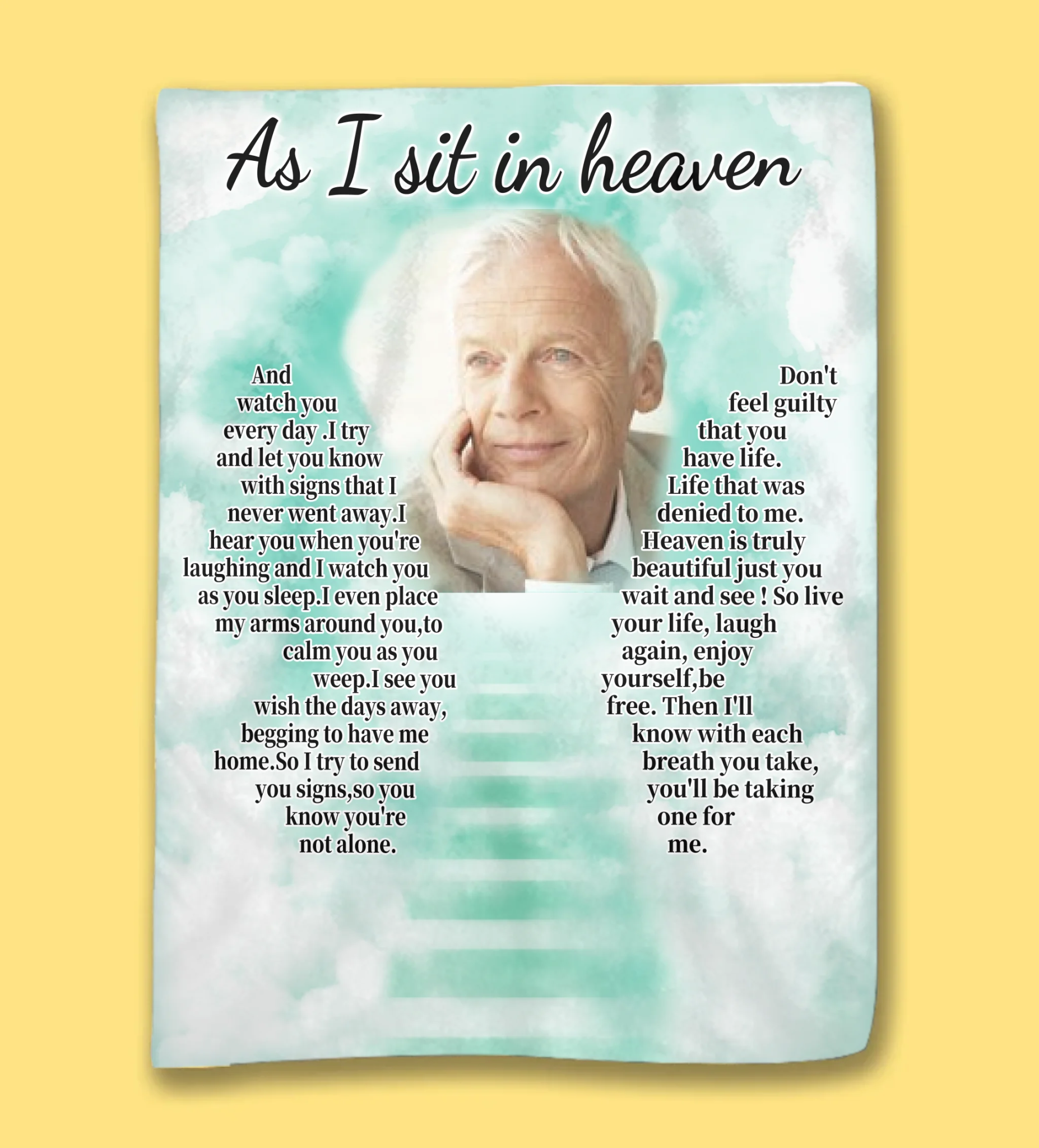 Custom Photo As I Sit In Heaven - Memorial Personalized Custom Blanket - Christmas Gift, Sympathy Gift For Family Members 682093 - DiyGiftly