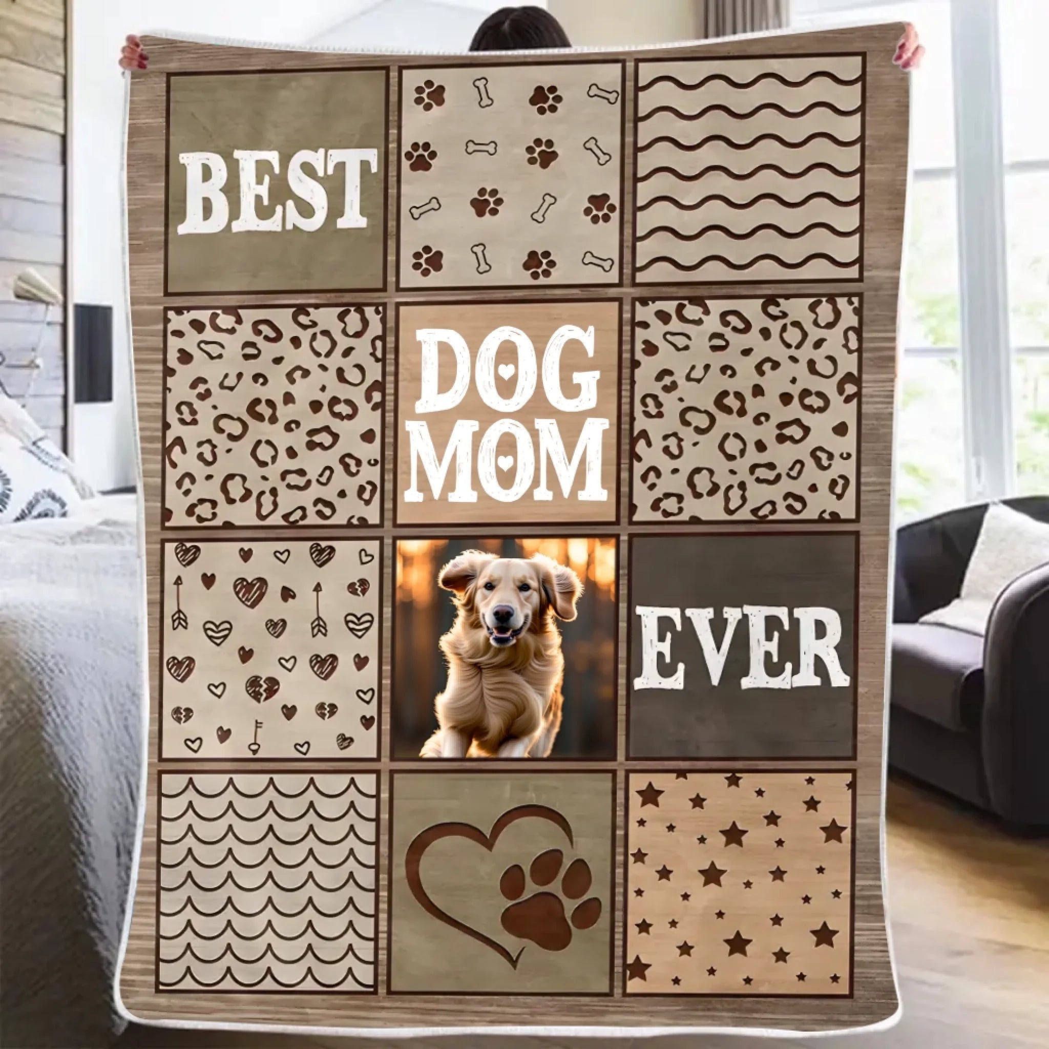Custom Photo Best Dog Mom Ever - Gift For Pet Lovers - Personalized Fleece Blanket 721773 - DiyGiftly