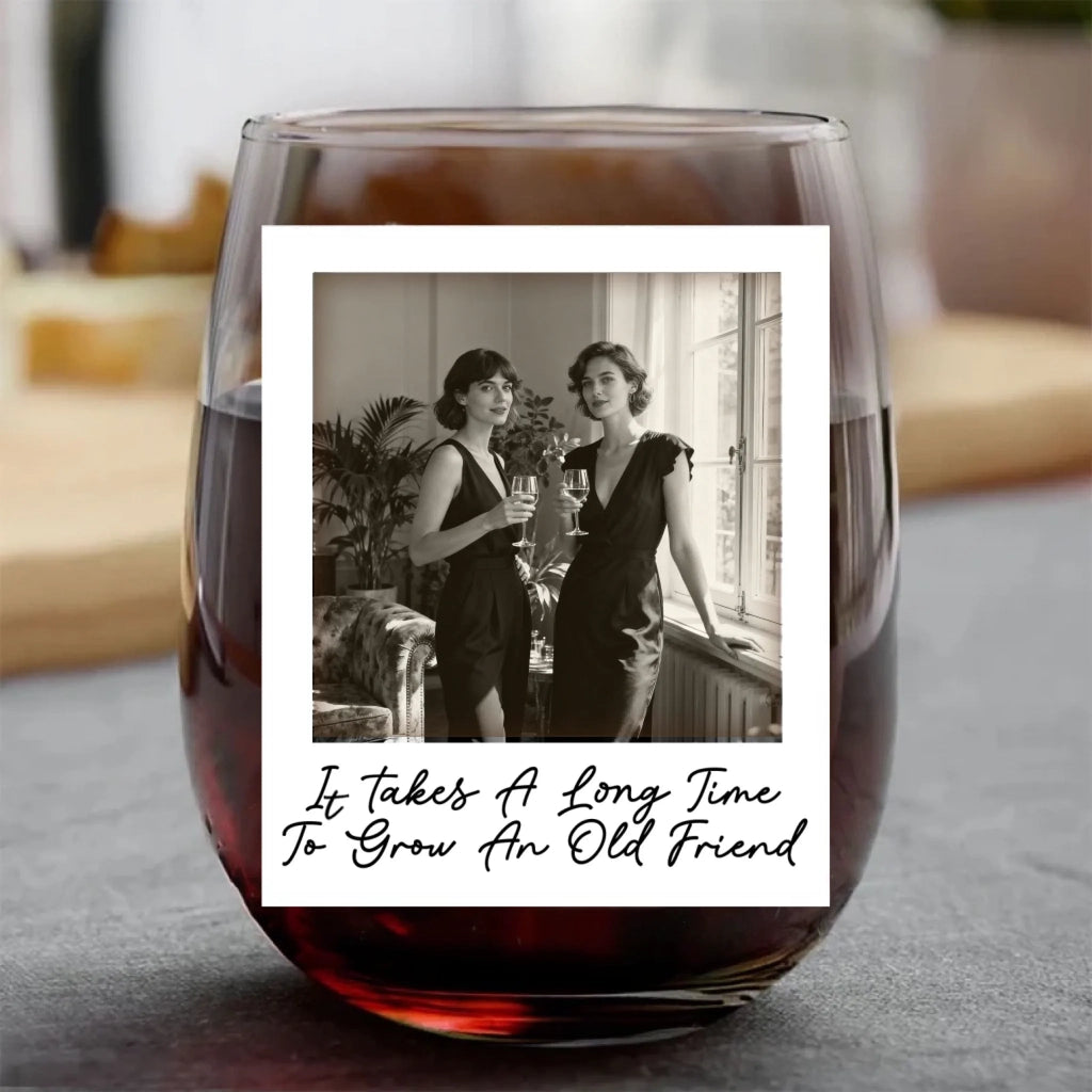 custom photo stemless wine glass gift for best friend