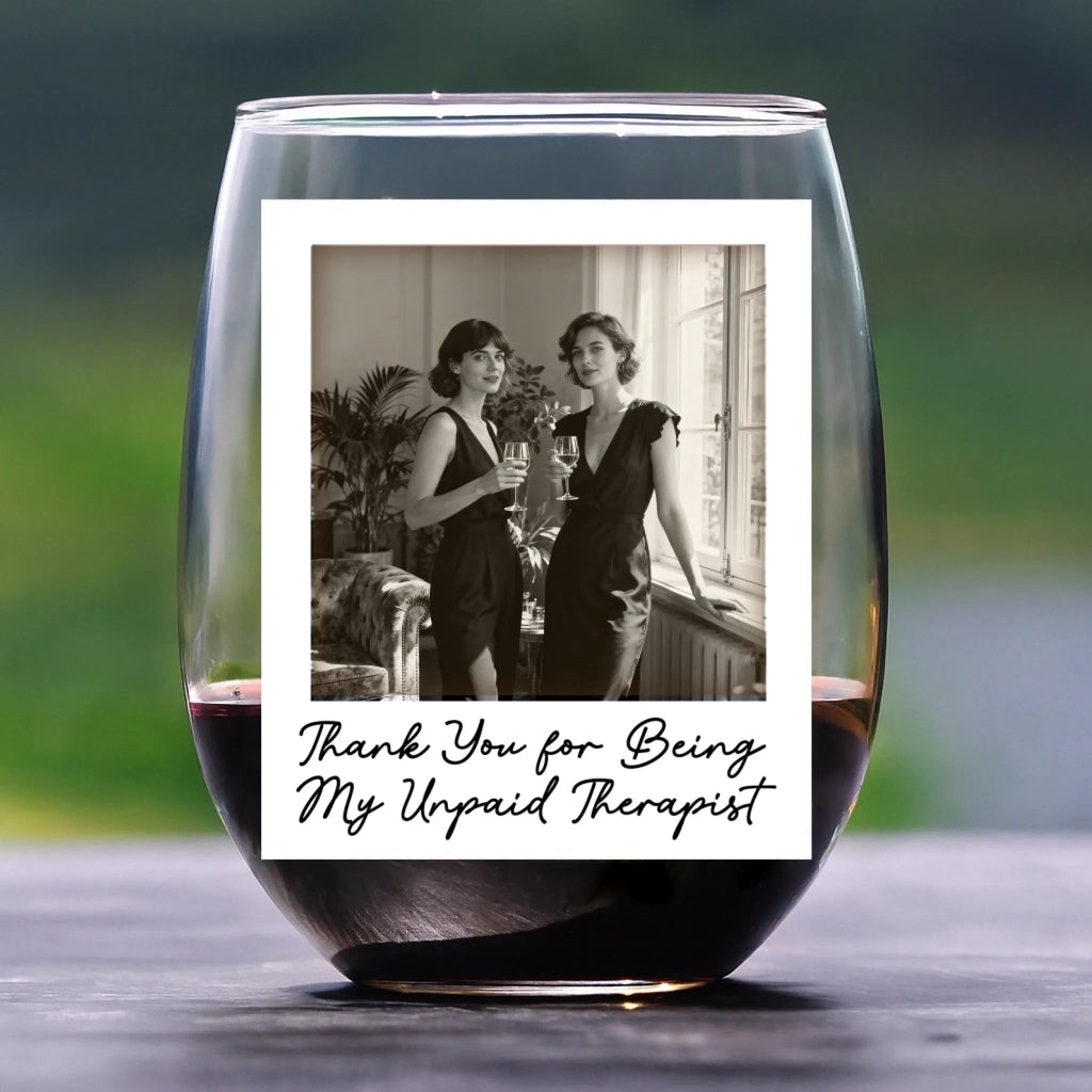 stemless wine glass custom photo gift for best friend