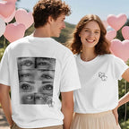 Custom Photo Black & White Style T-shirt Personalized Eyes Shirt for Couple Valentines Gift - DiyGiftly