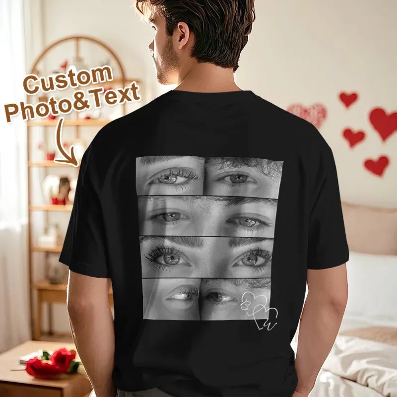 Custom Photo Black & White Style T-shirt Personalized Eyes Shirt for Couple Valentines Gift - DiyGiftly
