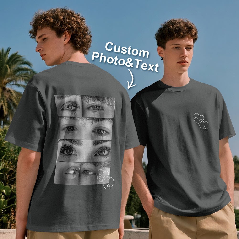 Custom Photo Black & White Style T-shirt Personalized Eyes Shirt for Couple Valentines Gift - DiyGiftly