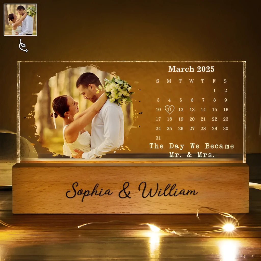 Personalized Photo Calendar LED Night Light Romantic Home Decor
