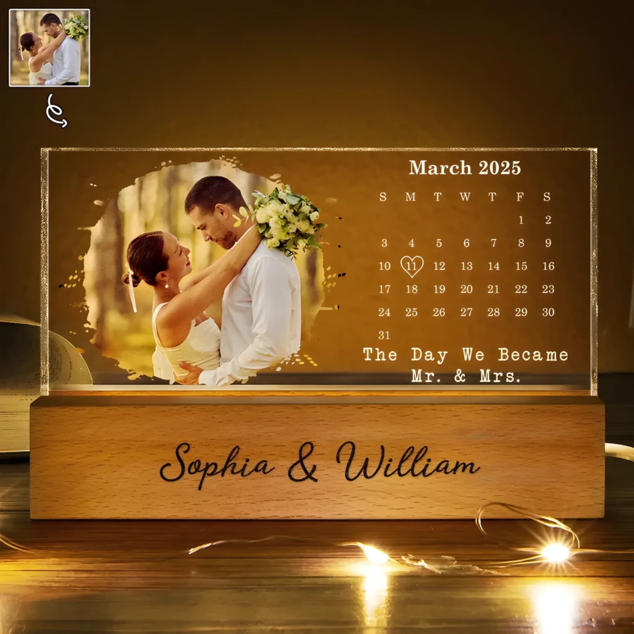 Personalized Photo Calendar LED Night Light Romantic Home Decor
