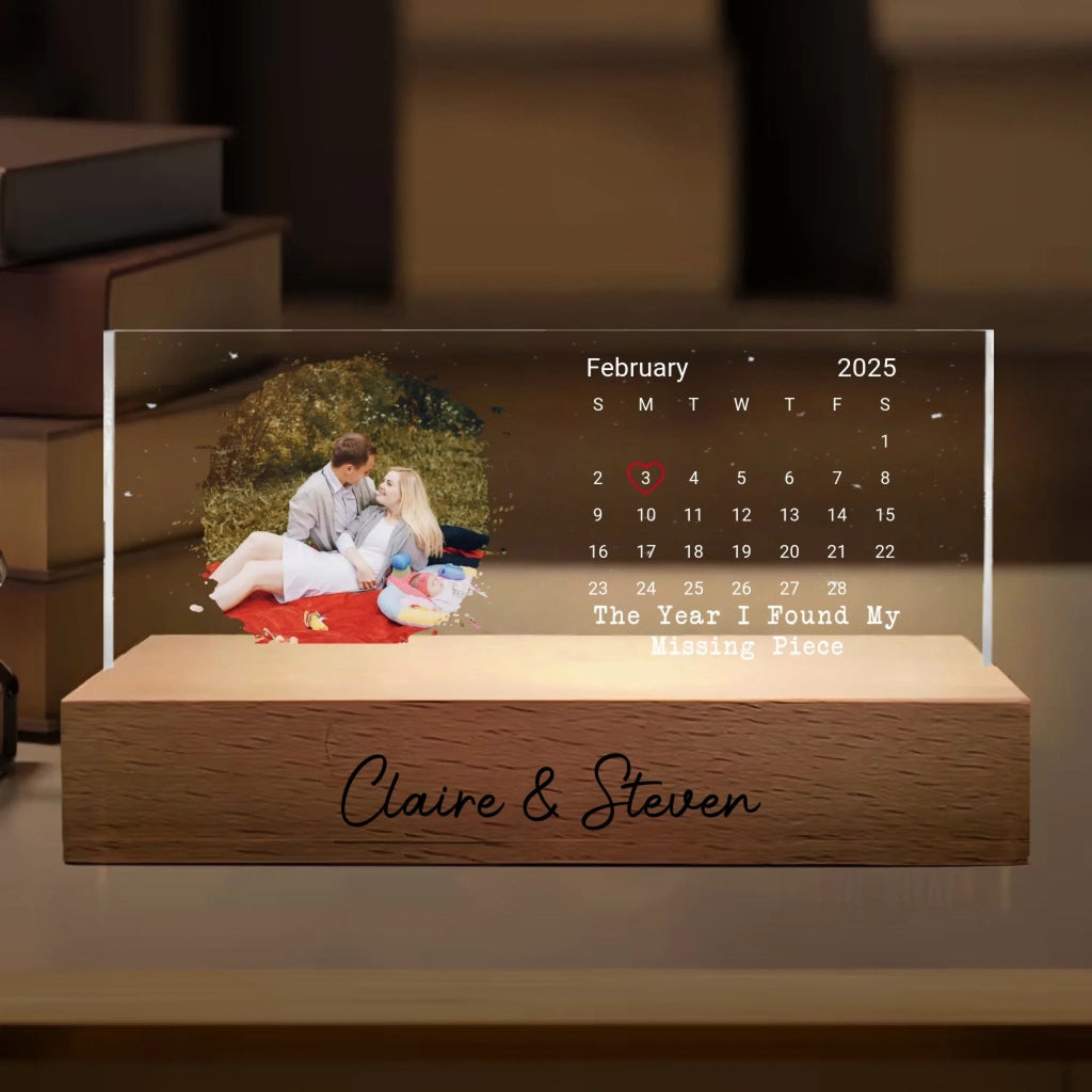 Personalized Photo Calendar LED Night Light Romantic Home Decor living room