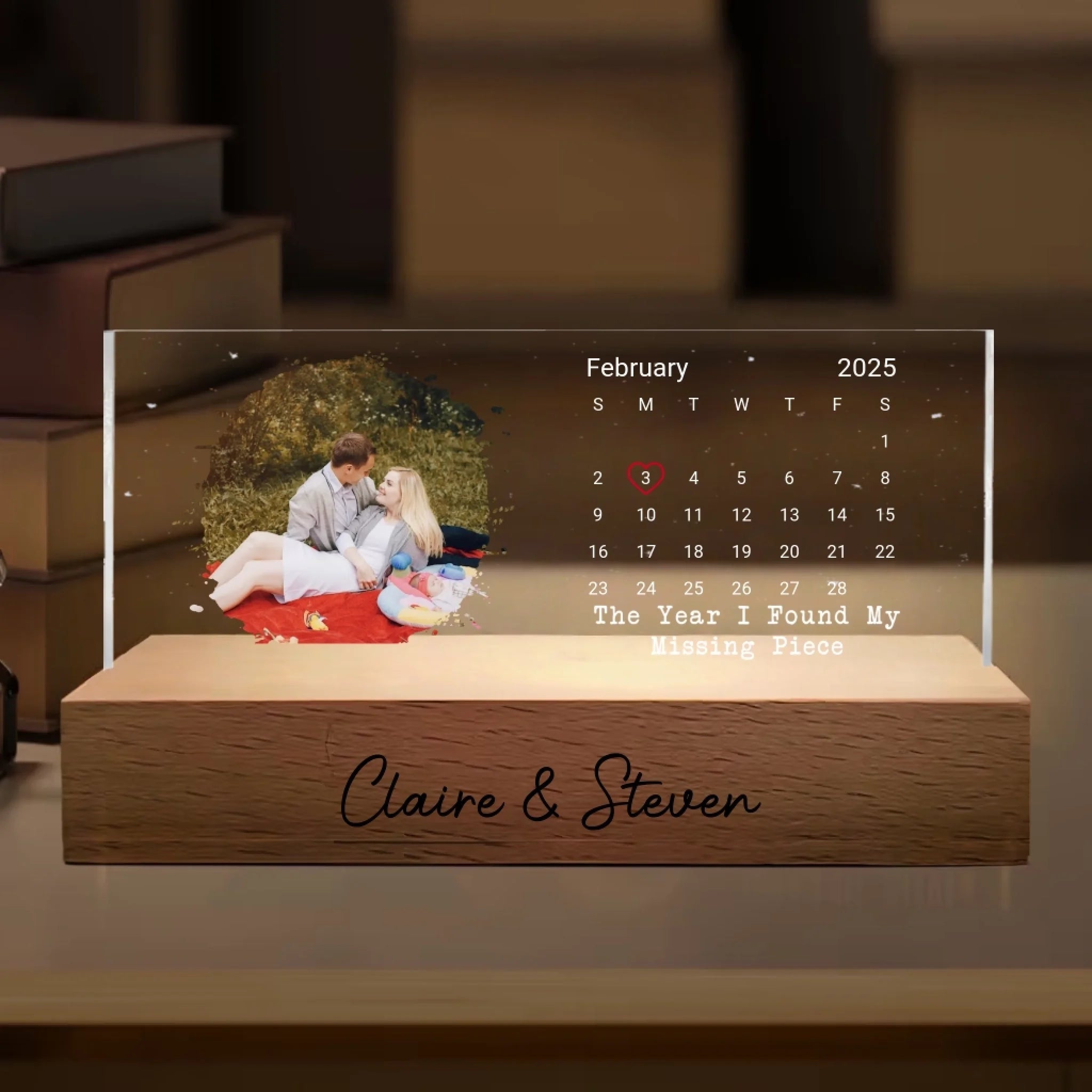 Personalized Photo Calendar LED Night Light Romantic Home Decor living room