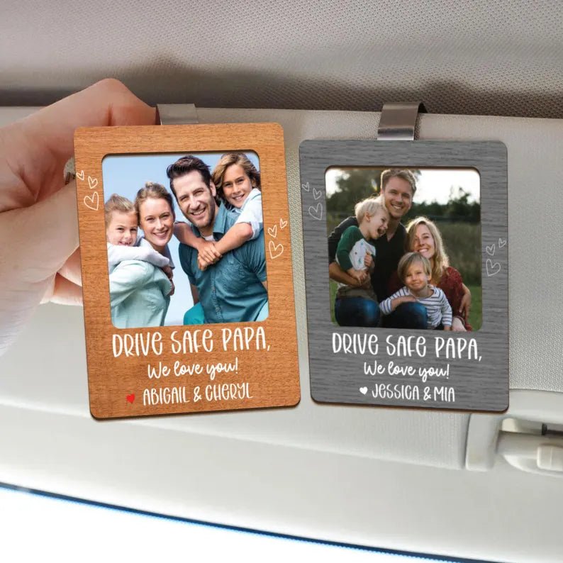 Custom Photo Car Visor Clip, Best Dad Ever Custom Photo Frame Visor Clip, Dad Photo Magnet, Gift for Dad from Son, Drive Safe Gift Papa Gift 65361152 - DiyGiftly