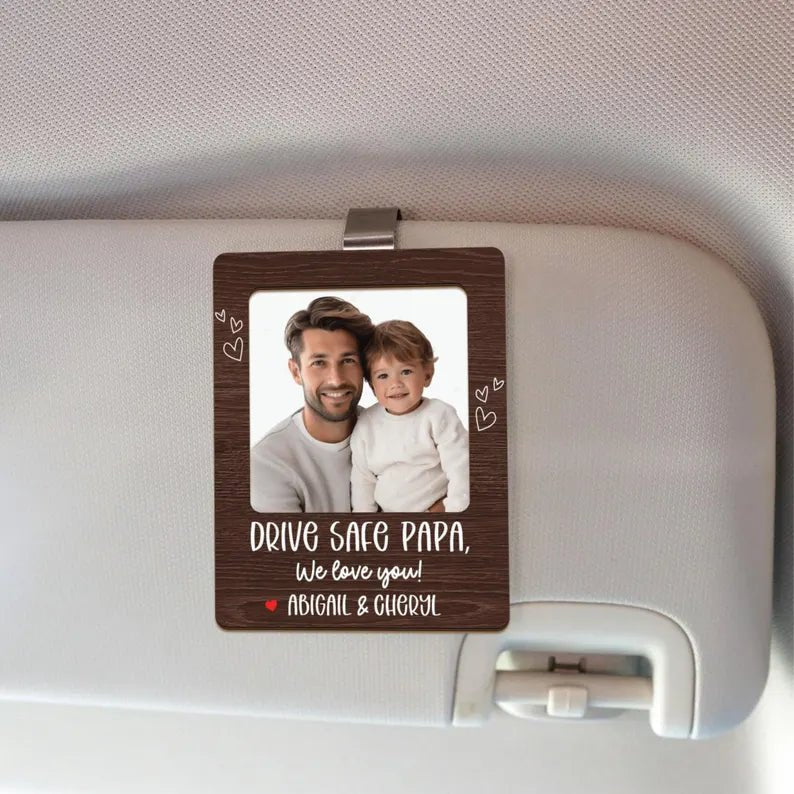 Custom Photo Car Visor Clip, Best Dad Ever Custom Photo Frame Visor Clip, Dad Photo Magnet, Gift for Dad from Son, Drive Safe Gift Papa Gift 65361152 - DiyGiftly