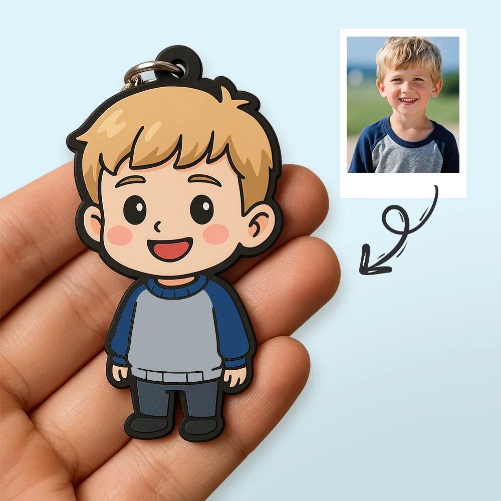 Custom Photo Cartoon Keychain Bag Charm Personalized from Your Photo Unique Keepsake Valentines Gift for Her - DiyGiftly