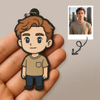 Custom Photo Cartoon Keychain Bag Charm Personalized from Your Photo Unique Keepsake Valentines Gift for Her - DiyGiftly