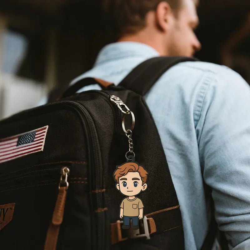 Custom Photo Cartoon Keychain Bag Charm Personalized from Your Photo Unique Keepsake Valentines Gift for Her - DiyGiftly