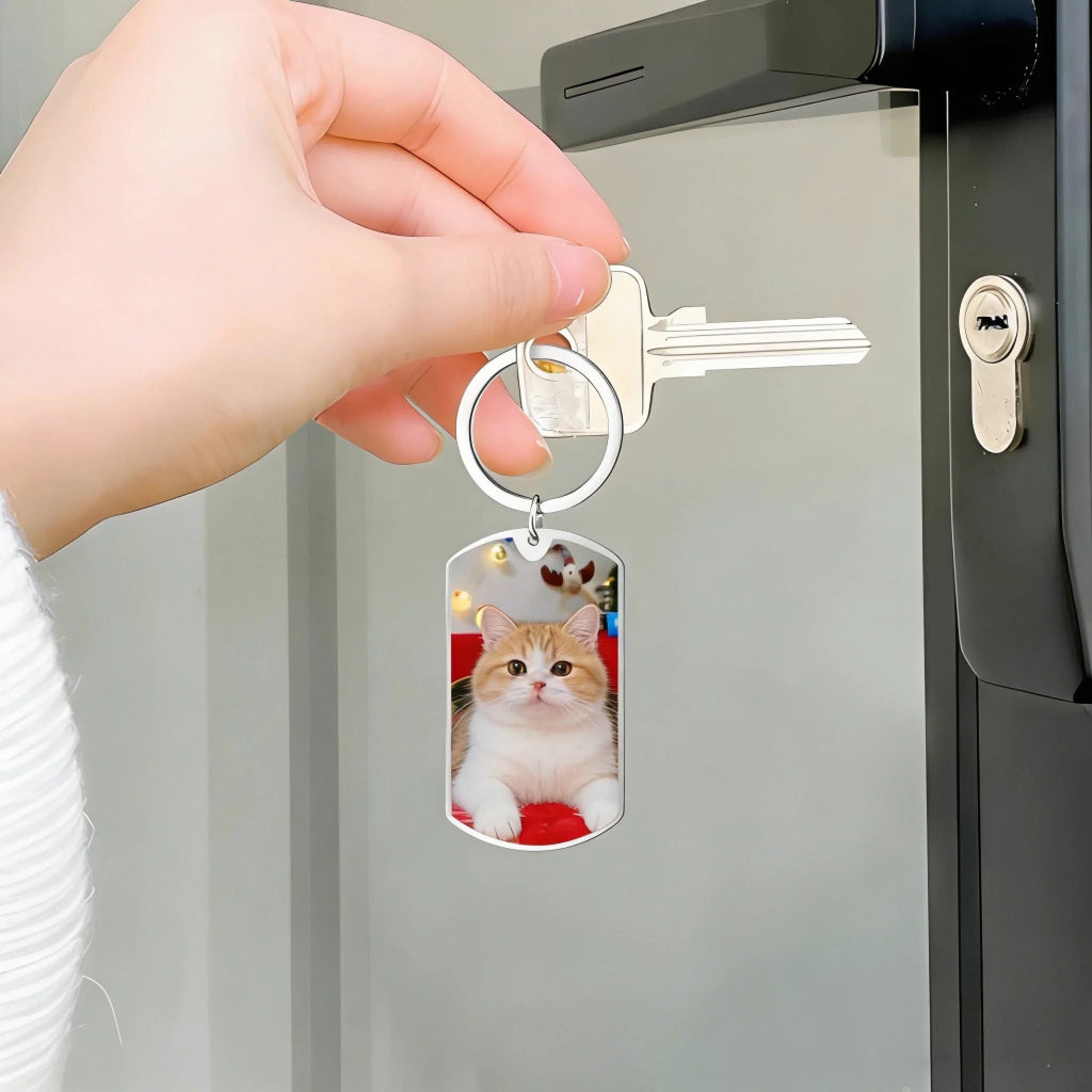 Photo Keychain Personalized Cat Photo Portable Everyday Keepsake