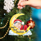 Custom Photo Christmas Baby Sleeping On The Moon - Personalized Cutout Acrylic Ornament 691986 - DiyGiftly