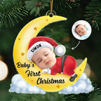 Custom Photo Christmas Baby Sleeping On The Moon - Personalized Cutout Acrylic Ornament 691986 - DiyGiftly