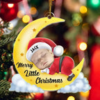 Custom Photo Christmas Baby Sleeping On The Moon - Personalized Cutout Acrylic Ornament 691986 - DiyGiftly