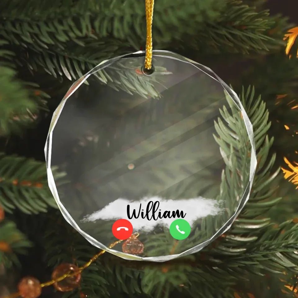 Custom Photo Christmas The Call I Wish I Could Make - Personalized Circle Glass Ornament 687480 - DiyGiftly