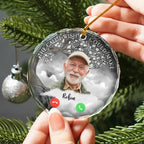 Custom Photo Christmas The Call I Wish I Could Make - Personalized Circle Glass Ornament 687480 - DiyGiftly