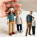 Custom Photo Connected 2 People Crochet Doll Ornament Christmas Tree Decoration Holiday Gift - DiyGiftly
