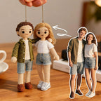 Custom Photo Connected 2 People Crochet Doll Ornament Christmas Tree Decoration Holiday Gift - DiyGiftly