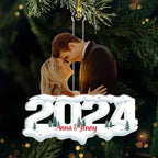 Custom Photo Couple - Joy of Christmas 2024 - Personalized Custom Acrylic Ornament 719583 - DiyGiftly