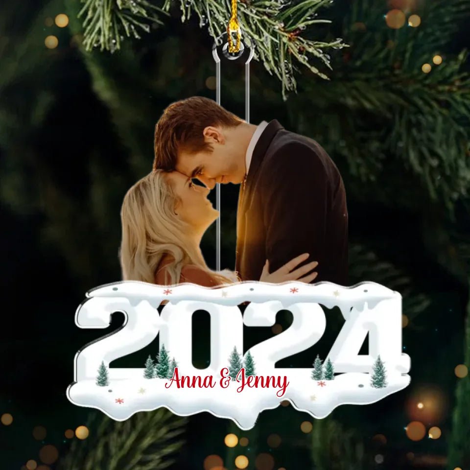 Custom Photo Couple - Joy of Christmas 2024 - Personalized Custom Acrylic Ornament 719583 - DiyGiftly