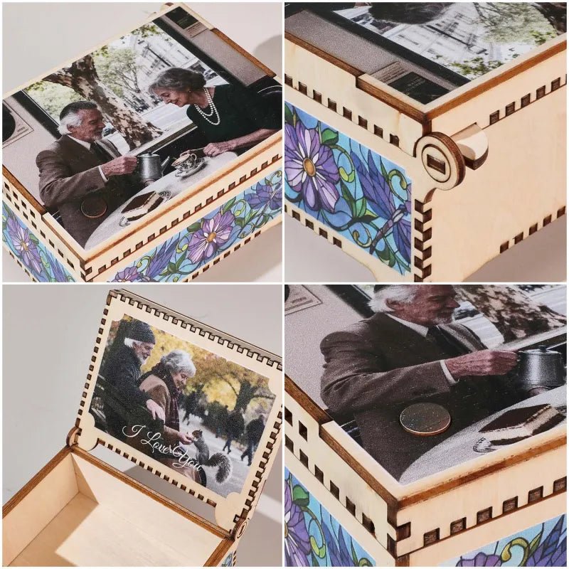 Custom Photo Digital Music Box Any song Tune or Voice Personalized Wooden Music Box with Text Anniversary Gift Valentines Gift - DiyGiftly