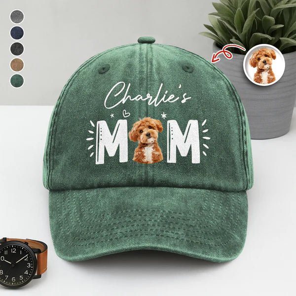 Custom Photo Dog Cat Baseball Cap – Vintage Washed Denim Hat for Dog Mom & Cat Mom, Personalized Pet Lover Gift 35411200 - DiyGiftly