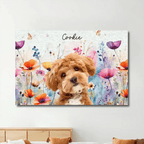 Custom Photo Dog Cat Watercolor Wildflowers - Personalized Poster/Wrapped Canvas 720615 - 720630 - DiyGiftly