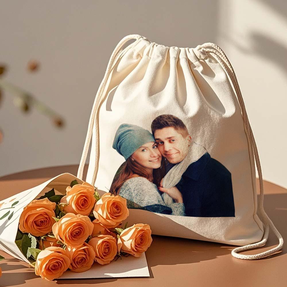 Custom Photo Drawstring Canvas Bag – Personalized Travel Organizer - DiyGiftly