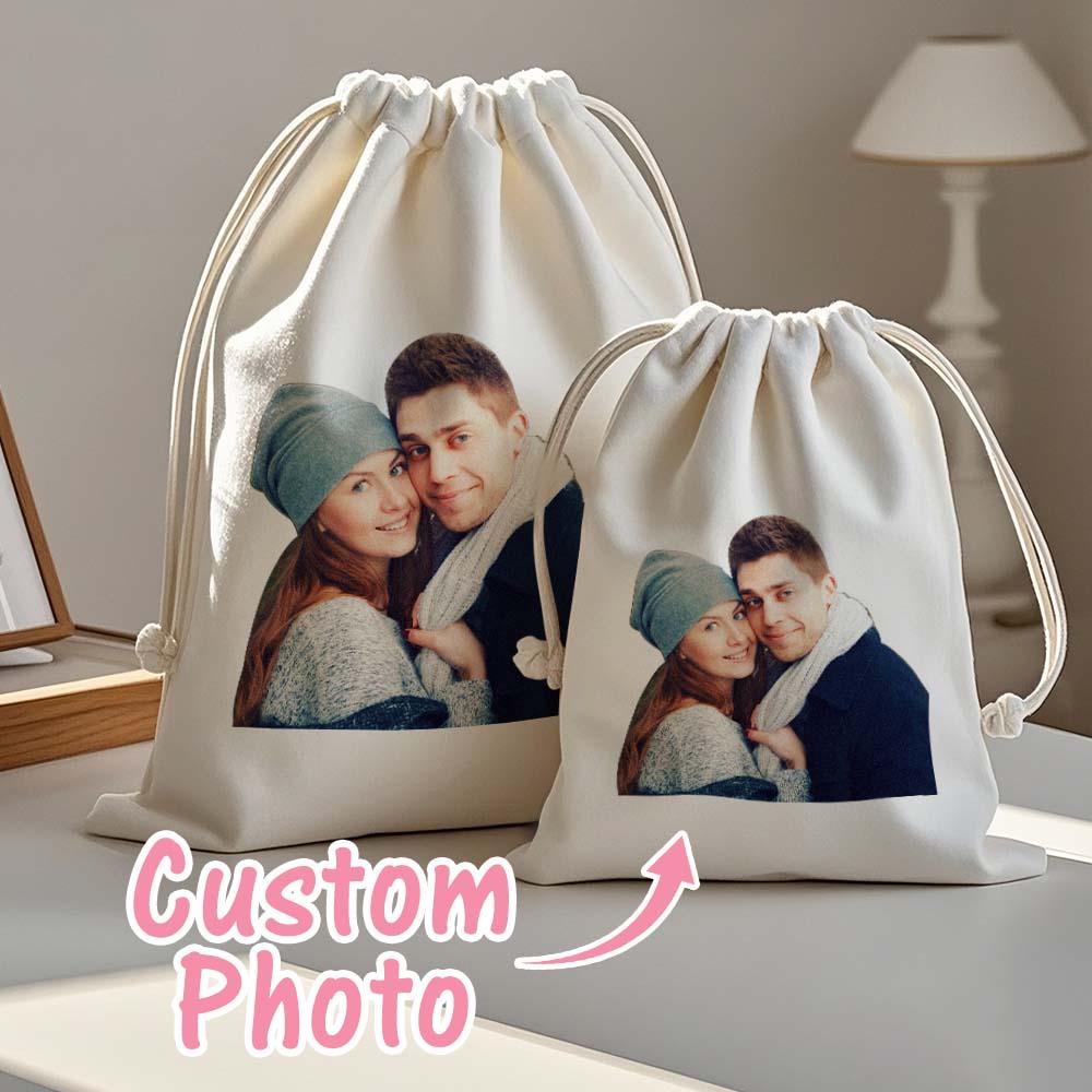 Custom Photo Drawstring Canvas Bag – Personalized Travel Organizer - DiyGiftly