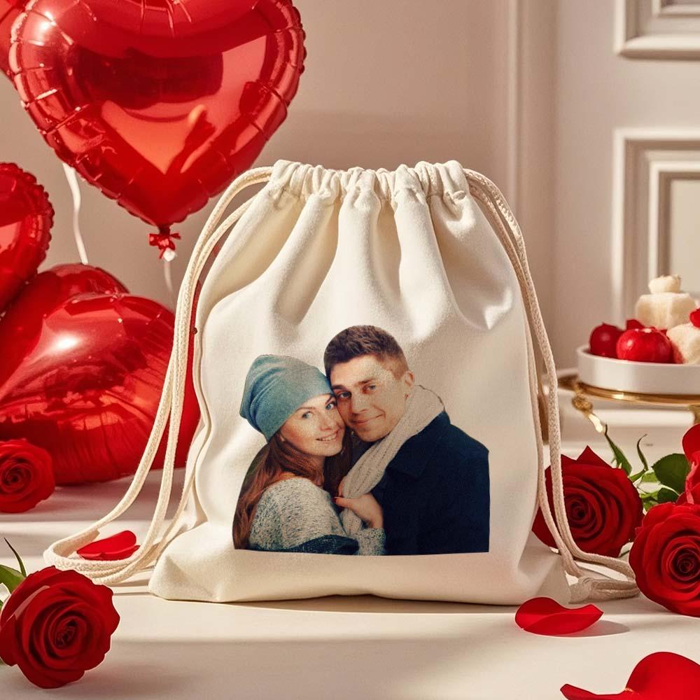 Custom Photo Drawstring Canvas Bag – Personalized Travel Organizer - DiyGiftly