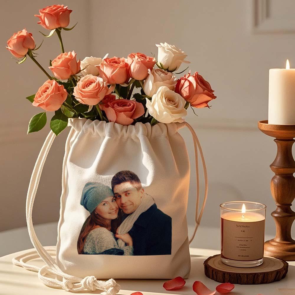 Custom Photo Drawstring Canvas Bag – Personalized Travel Organizer - DiyGiftly