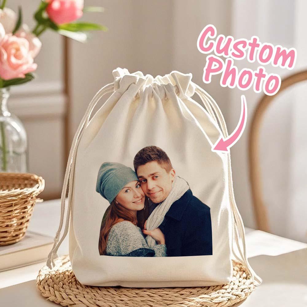 Custom Photo Drawstring Canvas Bag – Personalized Travel Organizer - DiyGiftly