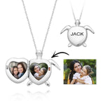 Custom Photo Engraved Name Necklace Sea Turtle Locket Necklace Mother's Day Gift for Mom - DiyGiftly