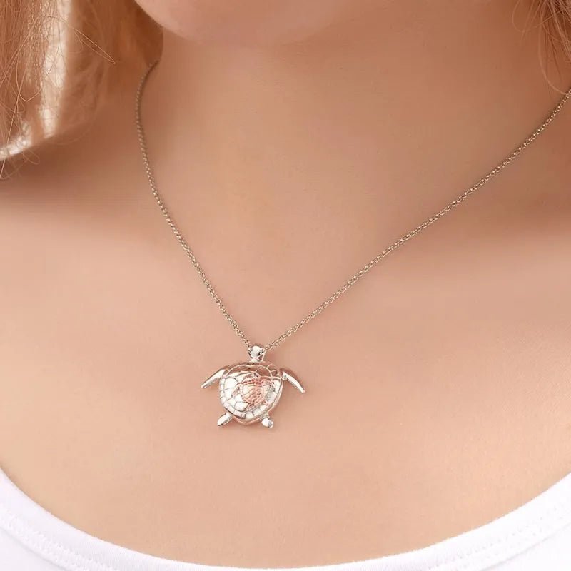 Custom Photo Engraved Name Necklace Sea Turtle Locket Necklace Mother's Day Gift for Mom - DiyGiftly