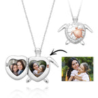 Custom Photo Engraved Name Necklace Sea Turtle Locket Necklace Mother's Day Gift for Mom - DiyGiftly