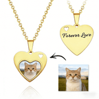engraved pendant personalized cat photo heart necklace loss of cat gift