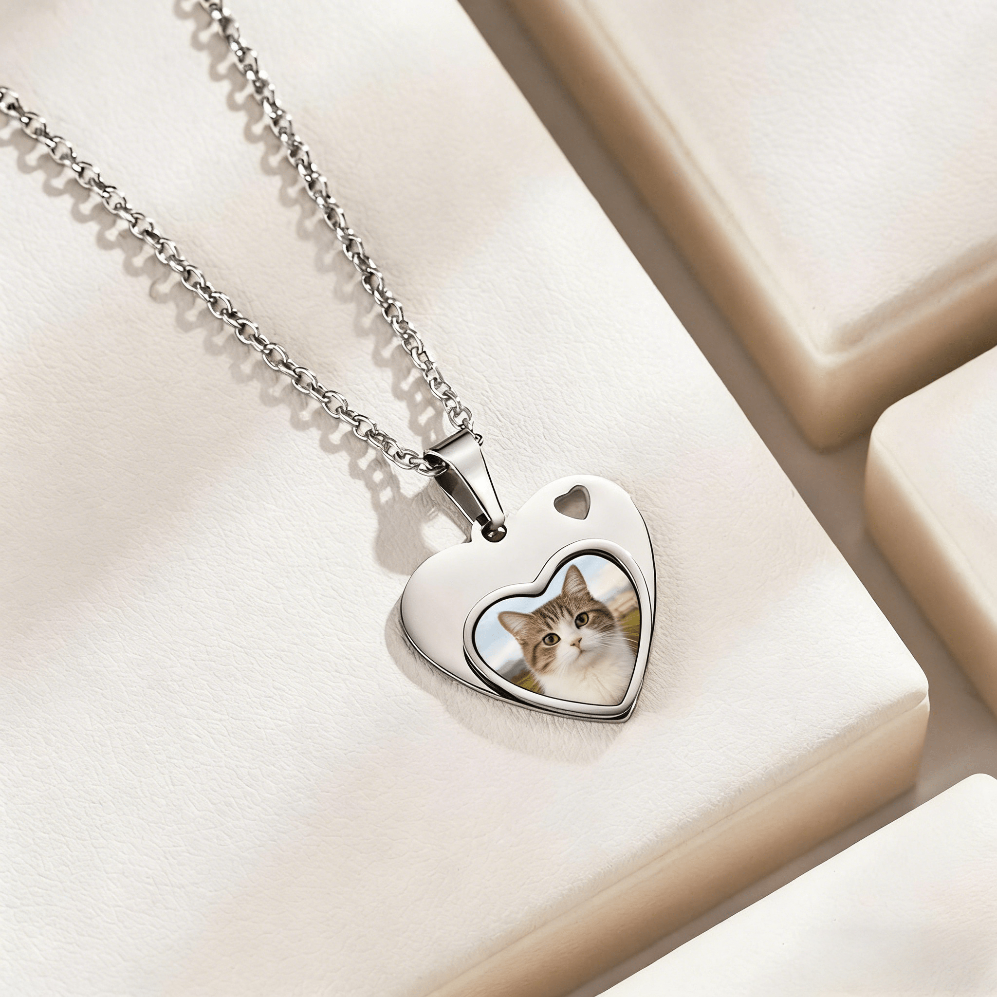 personalized cat photo heart necklace loss of cat gift engraved pendant
