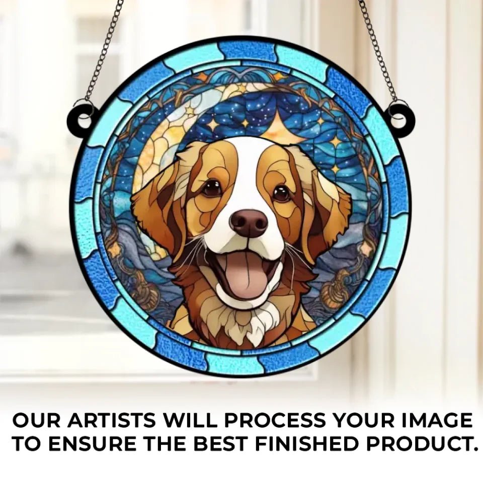 personalized photo loss of dog gift suncatcher ornament window hanging keepsake close detail