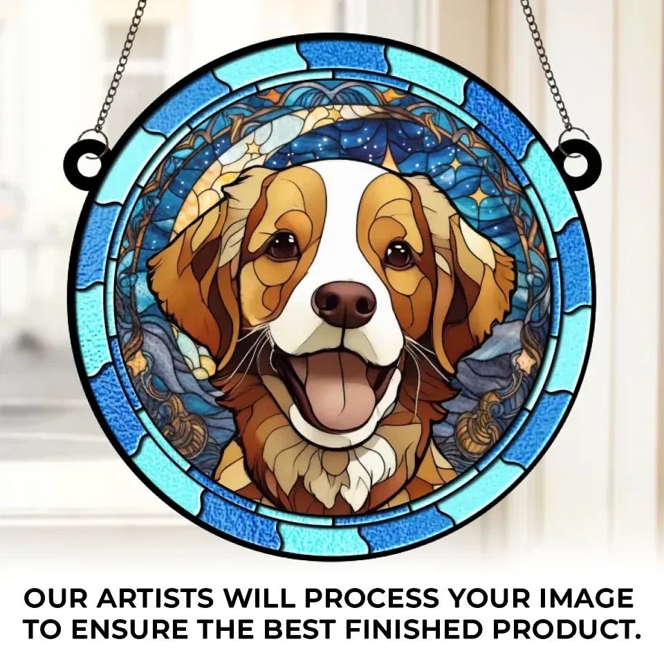 loss of dog gift suncatcher ornament personalized photo window hanging keepsake detail view