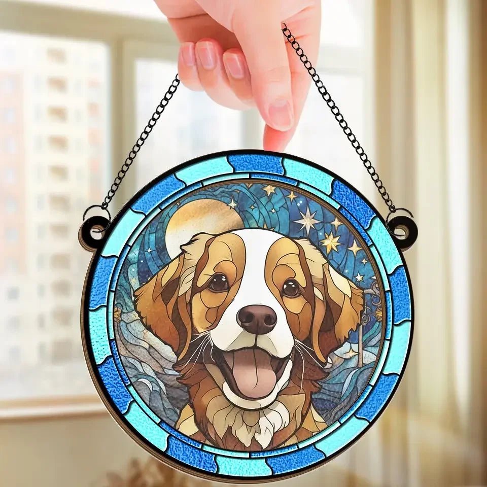 personalized photo loss of dog gift suncatcher ornament window hanging keepsake main view