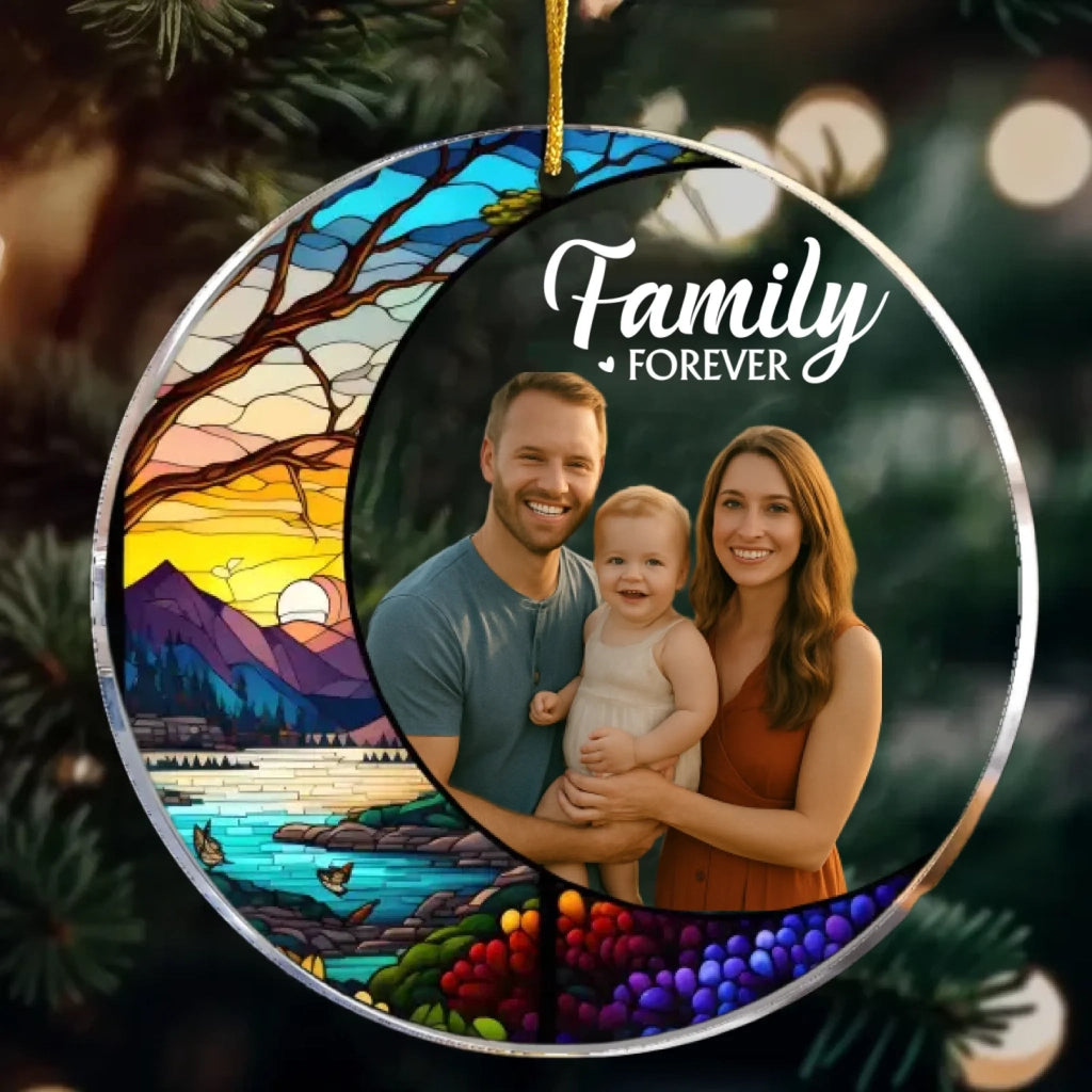 Custom Photo Family - Stained Glass - Personalized Acrylic Photo Ornament 685822 - DiyGiftly